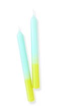 Seafoam Blue and Lime Green Taper Candle