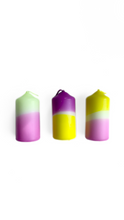 Candle Set in Neon Purple and Yellow Dip Dye