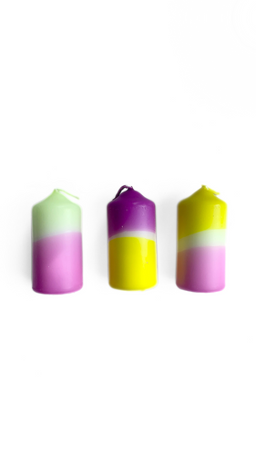 Candle Set in Neon Purple and Yellow Dip Dye