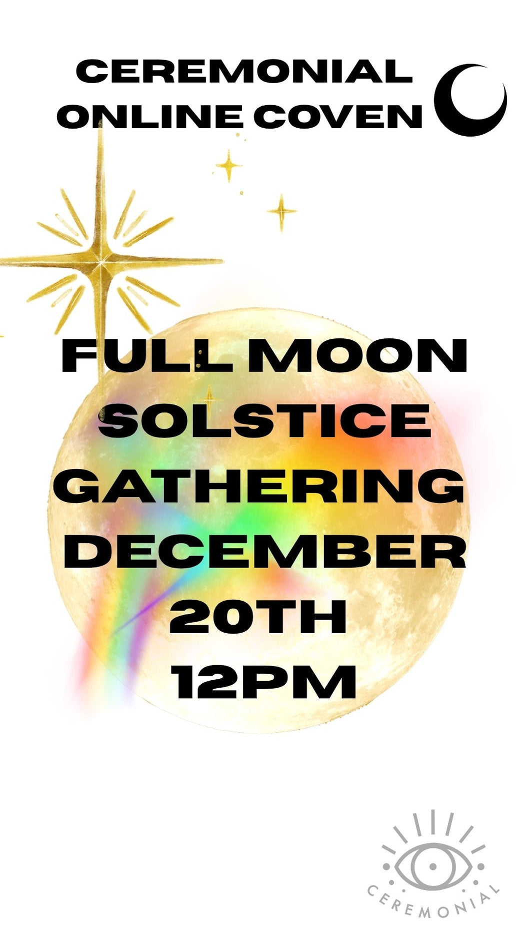 golden star and full moon with rainbows