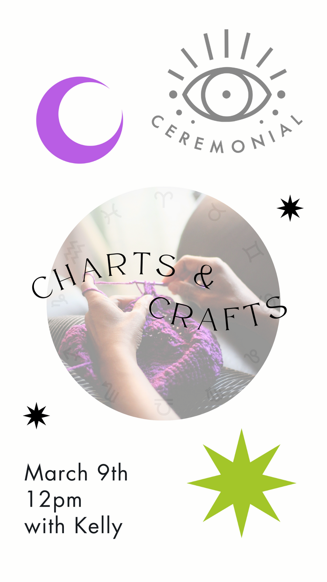 Charts & Crafts, with Kelly, Saturday March 9th 12pm