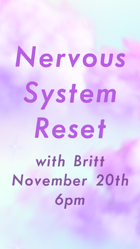 Nervous System Reset with Britt, Wednesday November 20th at 6pm