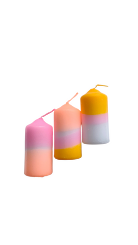 Candle Set in Neon Orange and Pink Dip Dye