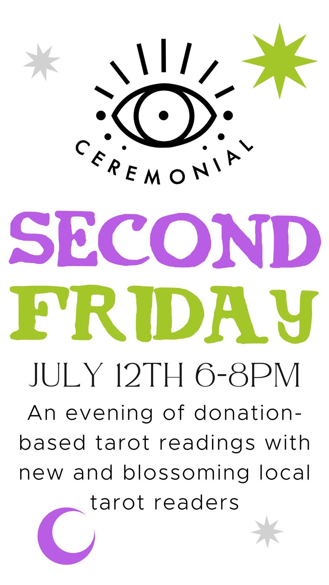 Second Friday ~ July 12th 6-8pm - An Evening of Donation-Based Tarot Readings