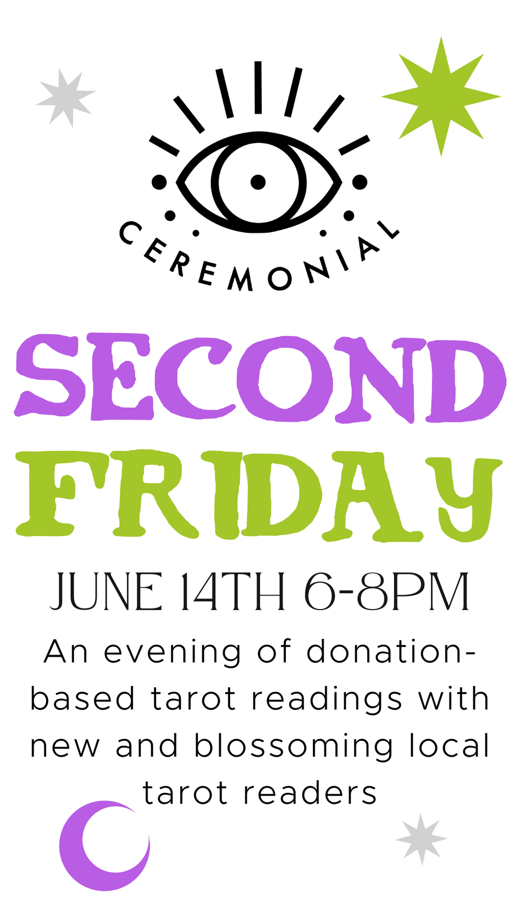 Second Friday ~ June 14th 6-8pm - An Evening of Donation-Based Tarot Readings