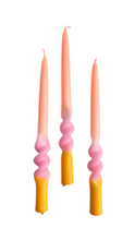 Candle Set in Orange and Pink Swirl Dip Dye Swirl